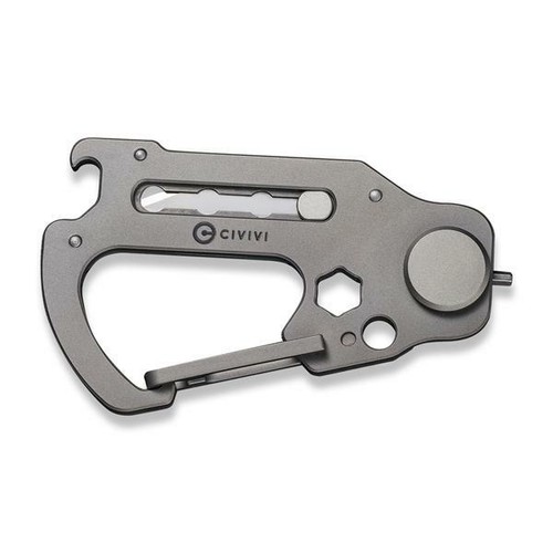 Civivi Polymorph Carabiner Keychain Multi Tool Gray Titanium Utility Plain Blade - Picture 10 of 12