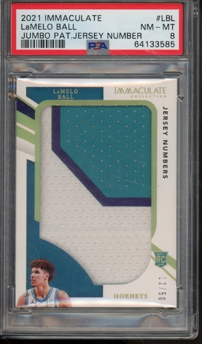 2020-21 Panini Immaculate Collection LAMELO BALL RC Rookie Patch Gold /50 PSA 8