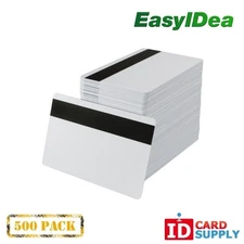 Pack of 500 White CR80 Standard Size PVC Cards with Hi-Co Magnetic Stripe by eas