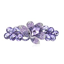 Flower Luxury Jewelry Design Hairpin Rhinestone Hair Barrette Style C,Purple