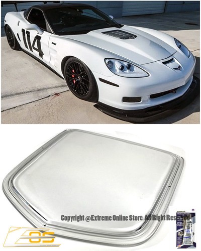 Clear Window Heat Extractor Hood Insert For 2005-2013 Corvette C6 - ZR1 Style, Sleek Look!
