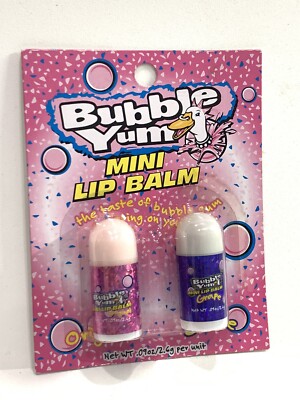 Hershey's Bubble Yum Mini Lip Balm Original & Grape 0.09 oz each RARE HTF