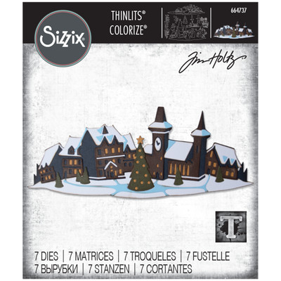 Sizzix Thinlits Die Set - 7PK Holiday Village Colorize by Tim Holtz
