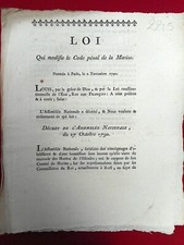 2215 LOI DÉCRET CONVENTION NATIONALE 1790 CODE PÉNAL DE LA MARINE