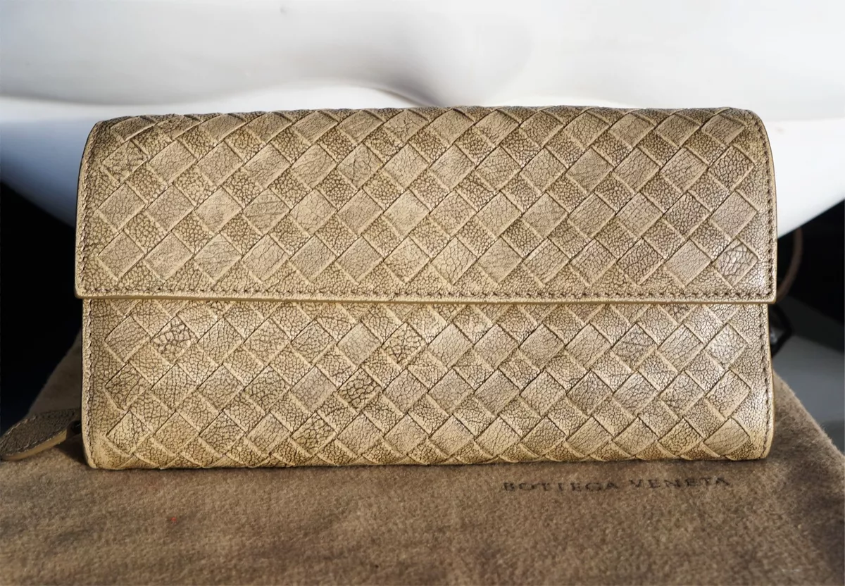 Bottega Veneta Vintage Green and Brown Intrecciato Woven Leather