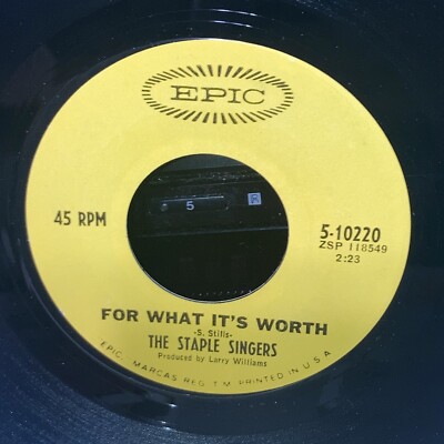 NM-   The Staple Singers- For What Its Worth/Are You Sure 1967 45 Epic 5-10220
