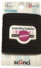 Scunci No Damage Hair Ties 18 Count Elastics Medium Hold Black Pack Of 2 