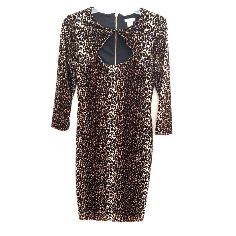 Cache' Animal Print Velvet Sheath Dress