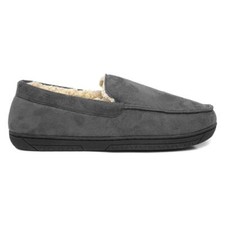 The Slipper Company Mens Slippers Grey Adults Moccasin Warm Lining SIZE