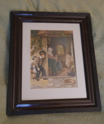 The Truant, antique lithograph after Thomas Webster (1800-1886)