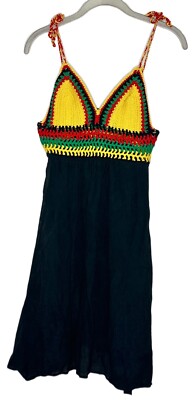 BLUE MOON Rasta Black Crochet Asymmetrical Cotton Dress Size XS NEW | eBay BLUE MOON Rasta Black Crochet Asymmetrical Cotton Dress Size XS NEW | eBay