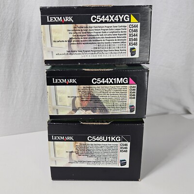 Genuine Lexmark C544X1MG C546U1KG C544X4YG Set of 3 Sealed OEM