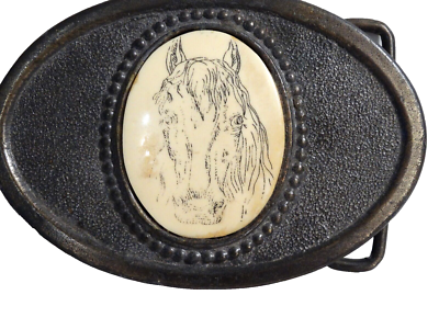 Vintage Oden 1977 Large Brass Metal Exquisite Horse Head Belt Buckle? il_fullxfull.6466062641_7g3n.jpg main image 3