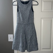 J Crew Striped  Linen Diamond Cut-Out Back Dress Size 00