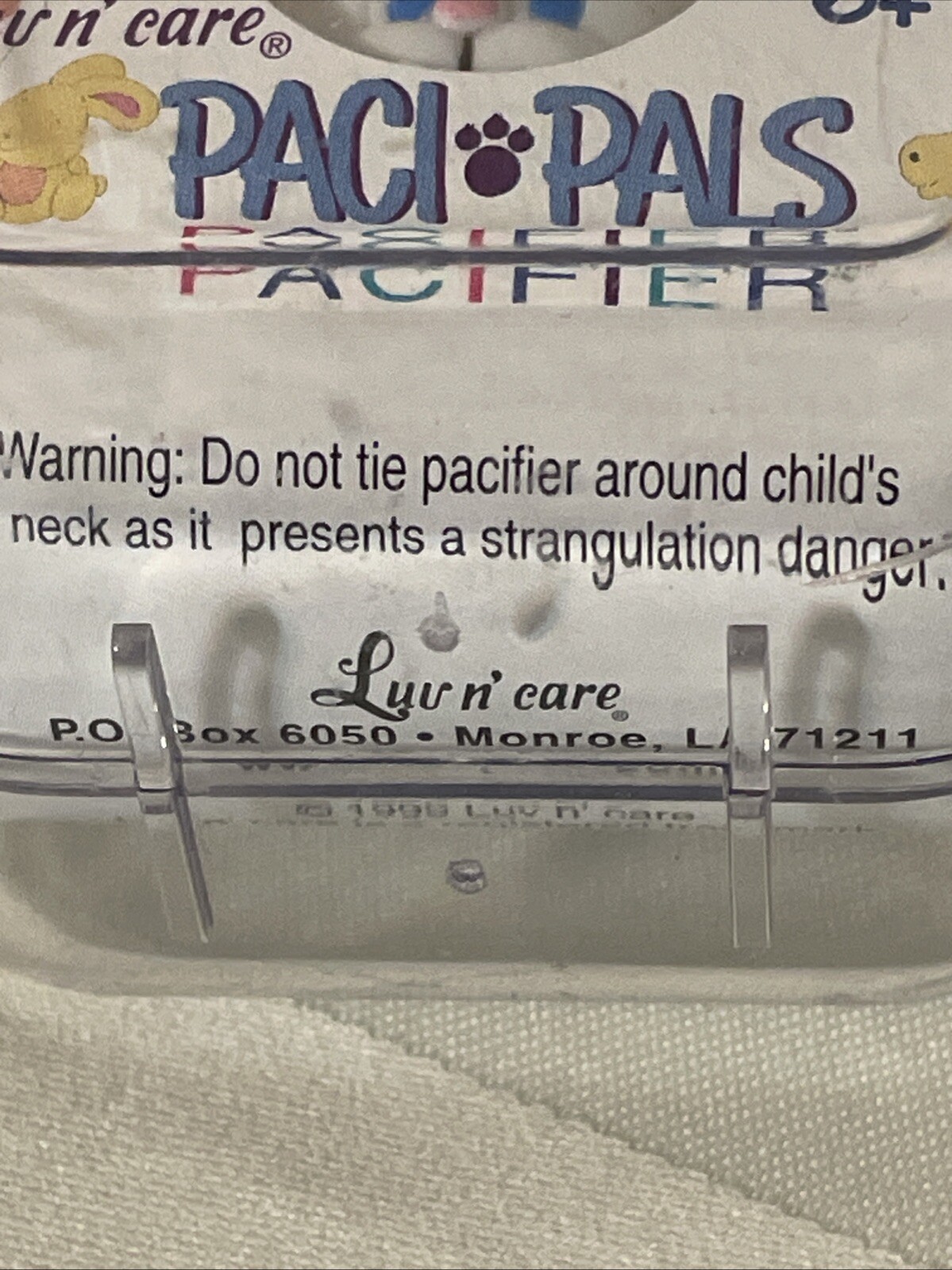 Vintage 1999 Luv N Care  Pacifier 90's Rabbit And Bearl NEW 6+ Mos.