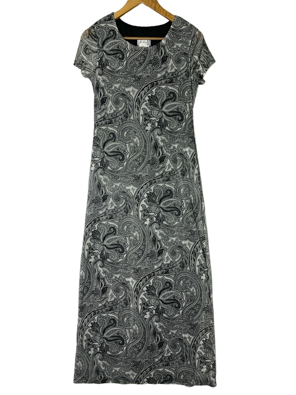 AGB Byer California Womens Maxi Dress- Black and White, Paisley Print-Size 6