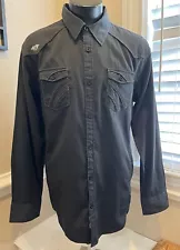 Roar Buckle Shirt Mens XL Black Stripes Button Down Western Cowboy Grunge