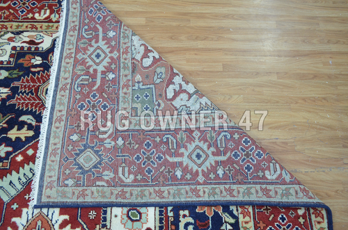 9'X12' Blue, Rust, Handmade Traditional Hand-Knotted Wool Area Rug 17839 - Picture 6 of 9