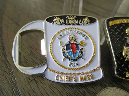 USS Monsoon PC 4 CPO Navy Chiefs Desorden Abridor de Botellas Desafío Moneda - Imagen 4 de 6