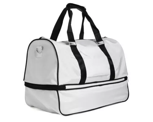 NEW LARGE GUESS GUESS BLACK WHITE NYLON GYM WEEKEND DUFFEL TRAVEL