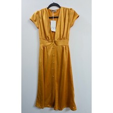 Zara Ruched Satin Effect Midi Dress Size S