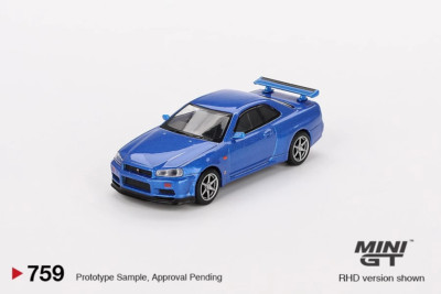 In Stock) Mini GT #759 1/64 Nissan Skyline GT-R R34 Vspec Bayside 
