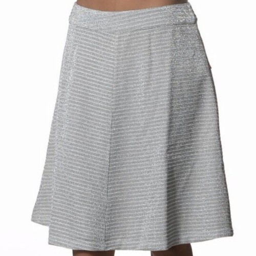 BOOM SHANKAR Bernice Silver Shimmer Metallic Stripe Skirt size 12 - Picture 3 of 11