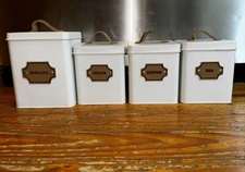 MegaChef Kitchen Food Storage and Organization 4 Piece Canister Set in White