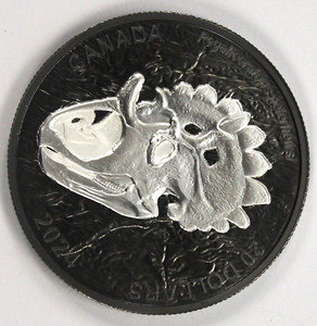 Canada 2024 $20 Regaliceratops Peterhewski Rhodium Plated 1Oz Fine Silver Coin