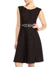 Eliza J Nordstrom S 6 Black Fit Flare dress Shimmer Cocktail Formal Stunning Wow