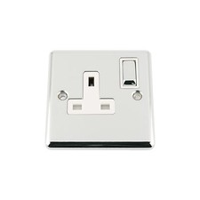 13 Amp Single Wall Socket 1 Gang in Polished Chrome Classic Style