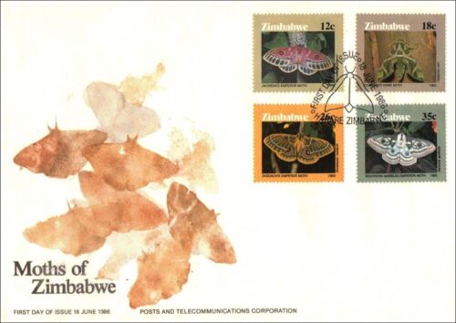 Zimbabwe 1986 Moths FDC Harare SHS - Imagen 1 de 3