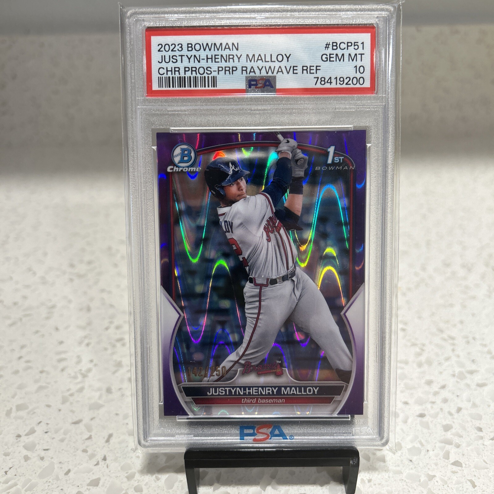 2023 1st Bowman Chrome #BCP51 Justyn-Henry Malloy Purple Raywave Refractor #/250