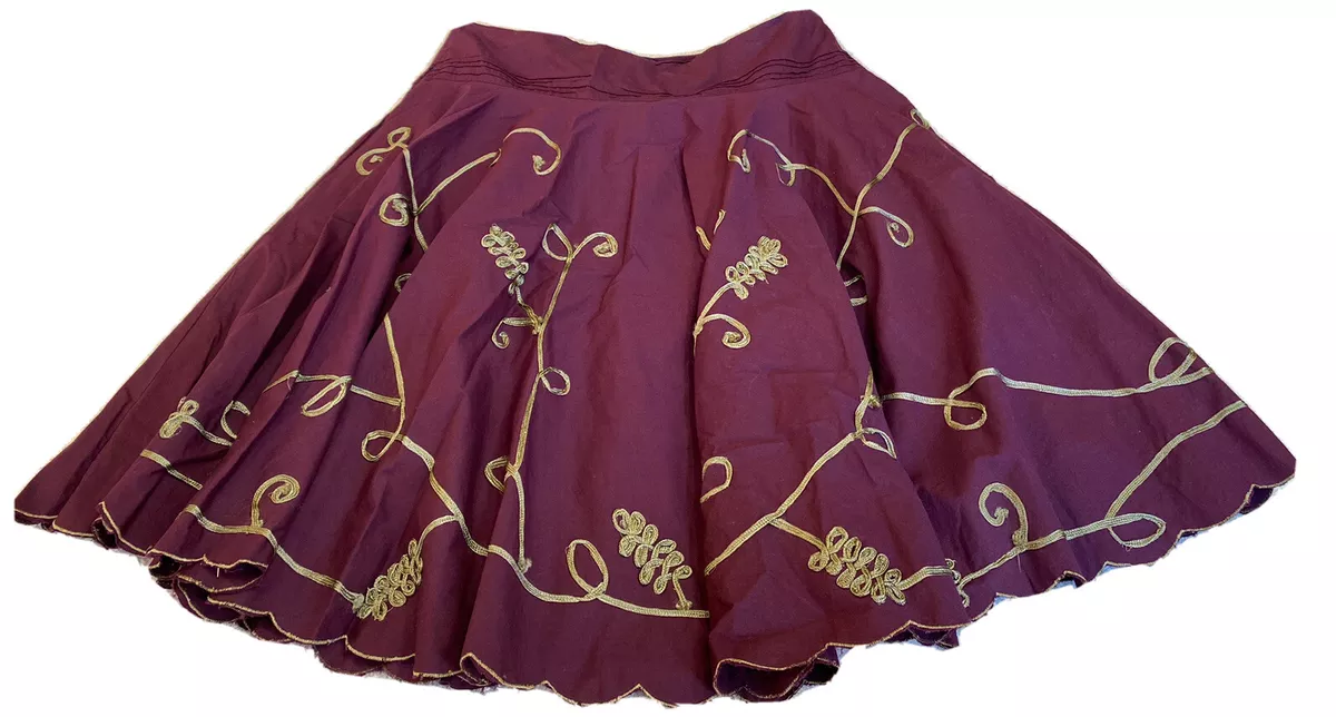 Dimri Vintage Boho Peasant Skirt Purple W Whimsical Embroidered Accents Size XL