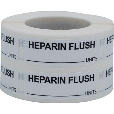 Heparin Flush Labels | 0.5  x 1.5  Rectangle - 500 Pack
