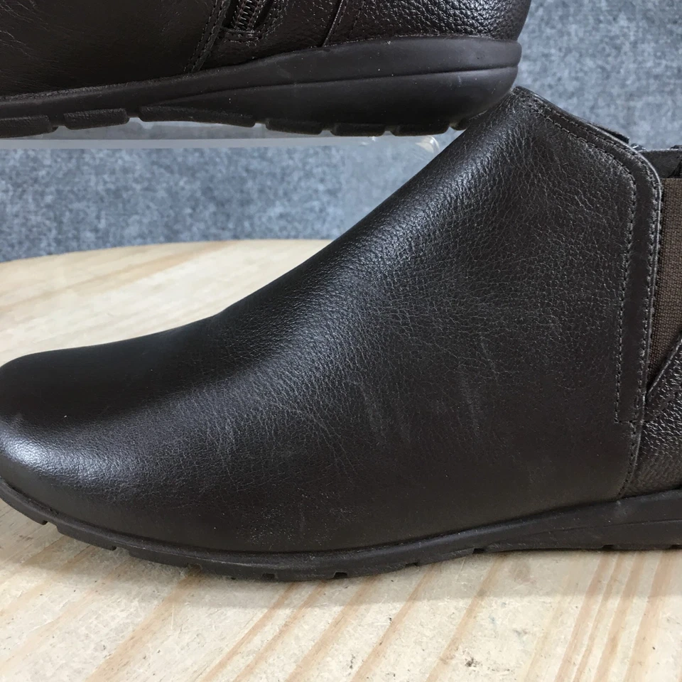 Botas Easy Spirit femininas R 8,5 L 9,5 com zíper lateral aéreo tornozelo botas couro marrom - Imagem 3 de 4