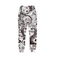 Ahegao Pants Adult 3D Printed Sport Wear Black white Sweatpants Anime Around New