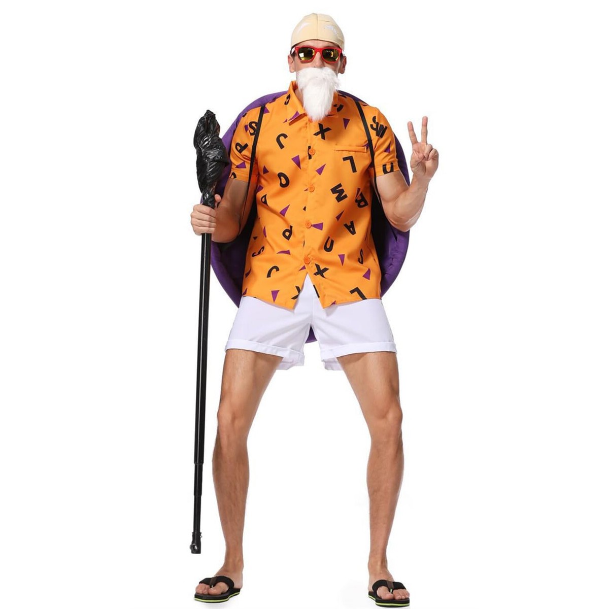 Dragon Ball Z Master Roshi Costume Kame Sennin Suit Anime Halloween Cosplay Set