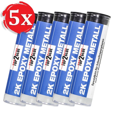 5 xTop2Glue 2K Epoxidkitt für Schnellreparaturen Kaltmetall Knetmetall Haftstahl