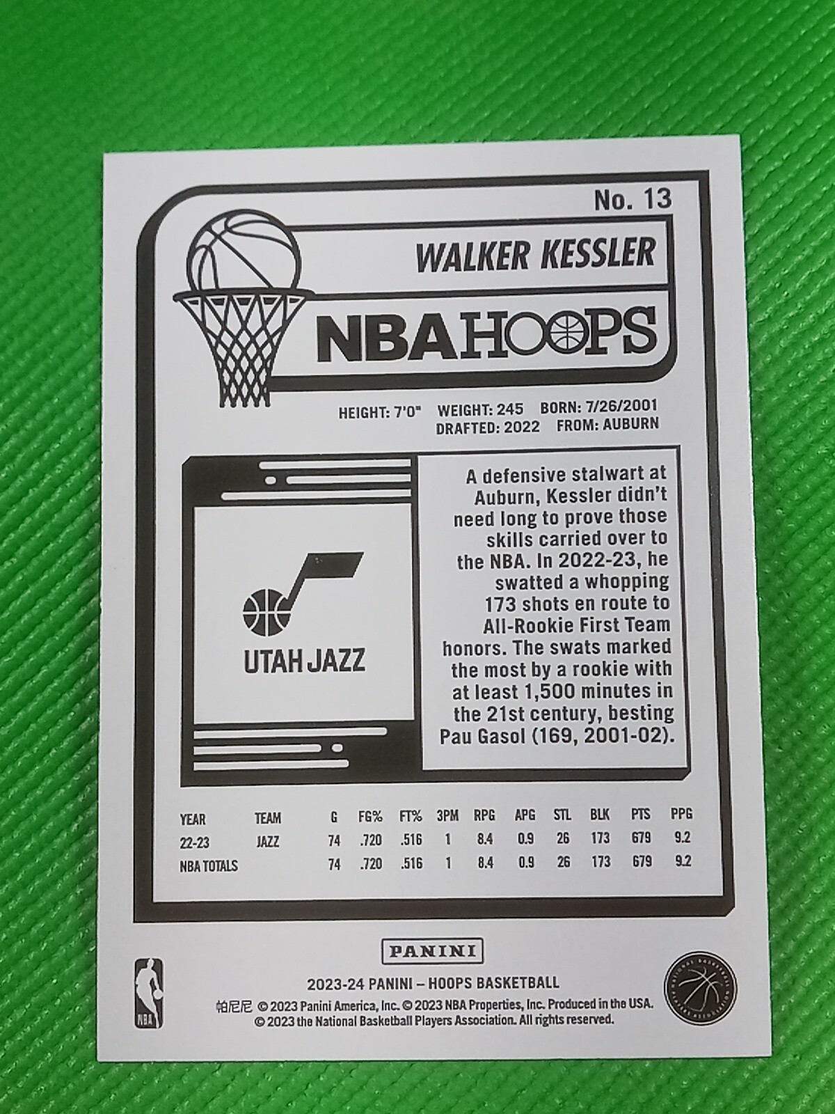 202324 Panini NBA Hoops Walker Kessler SP Blue Card 13 Utah Jazz🔥🏀 eBay