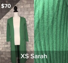 LuLaRoe "Sarah" long cardigan size XS extra small NWT new with tags solid Green