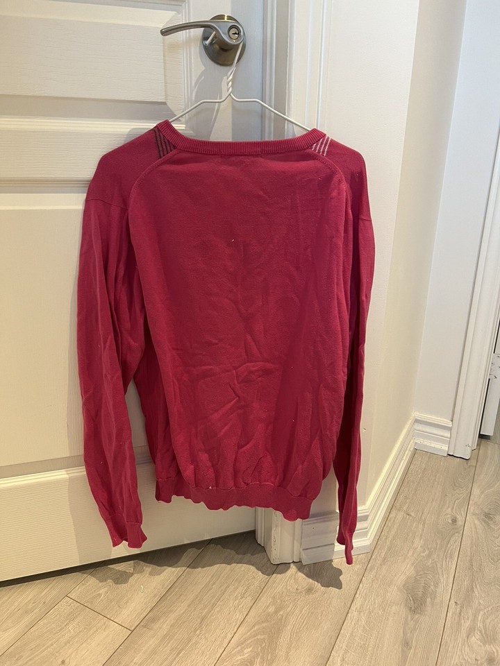 Lacoste Mens VNeck Sweater Size 3 Pink 100 Cotton eBay