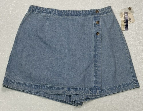 Sonoma Size 16 Womens Blue Fold Over Button Front Denim 100% Cotton Skort NWT