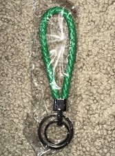 Two Circle Leather Rope High Quality Green Key Ring Keychain