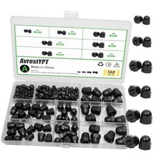 140Pcs Acorn Cap Nuts Kit, M3 M4 M6 M8 Hex Dome Nuts, Carbon Black Size: 140Pcs