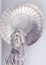 Antique Japanese Sterling Silver Figural Spoon – Okubo – Geisha with Parasol