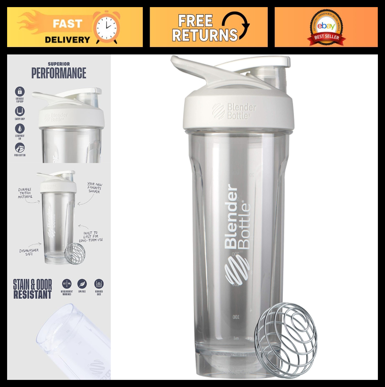 28oz Shaker Bottle with Locking Lid, Tritan Blender Bottle f