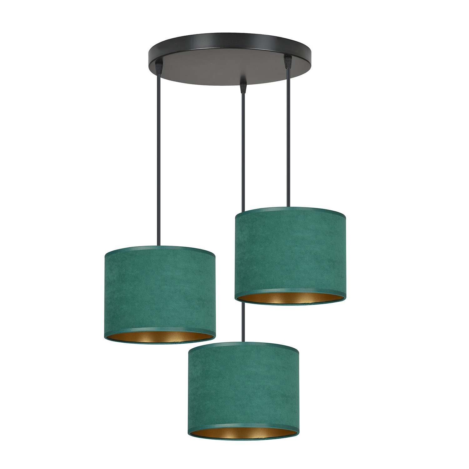 Acquista Lampadario Ganesha 3 Luci | Acciaio Nero e Tessuto Verde