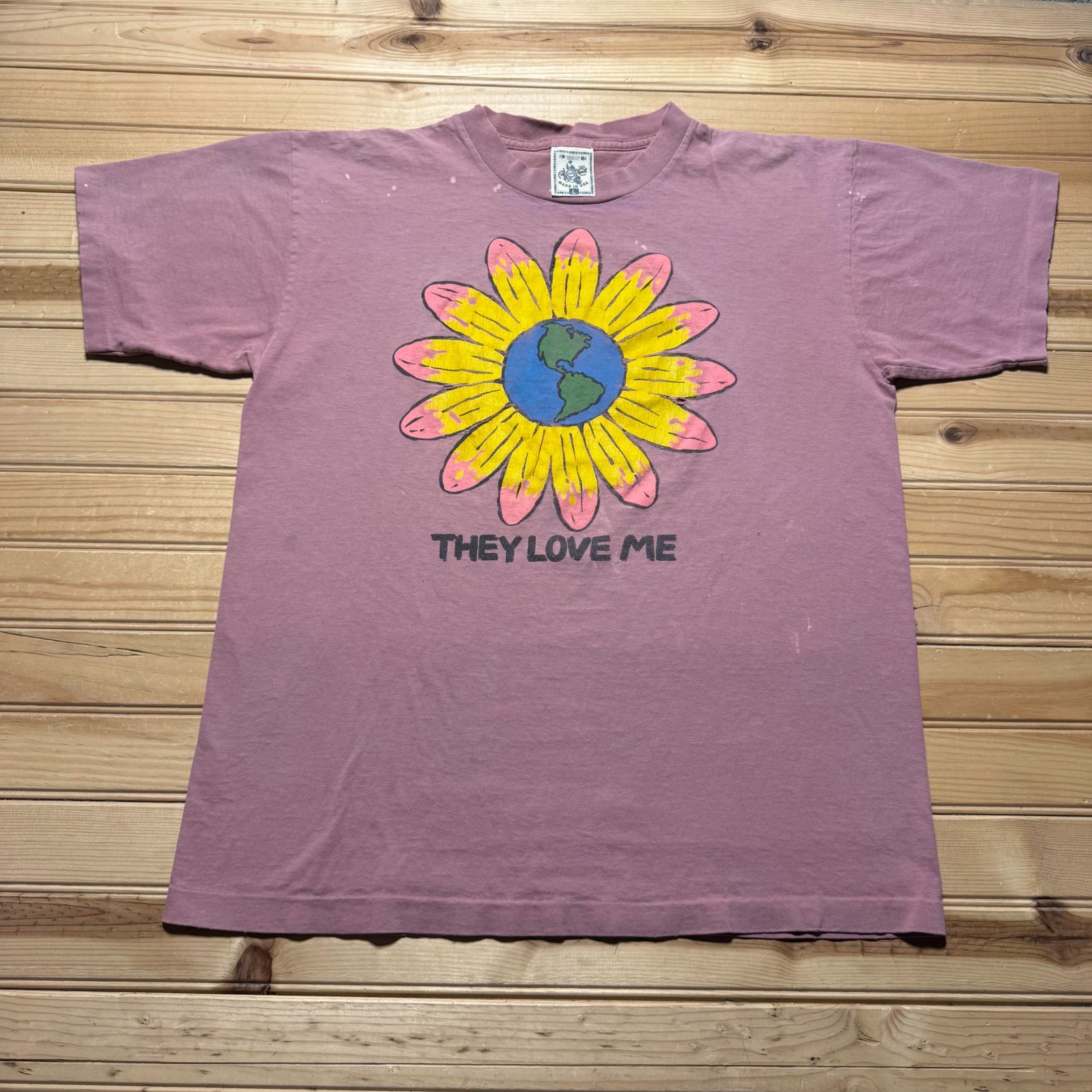 Vintage 90s They Love Me Not Flower Earth Nature Graphic T-Shirt USA - Large