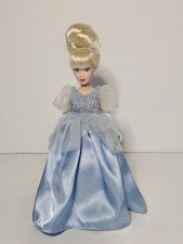 Disney Princess Cinderella Porcelain Keepsake Doll Brass Key 2004 Blue Dress 7"